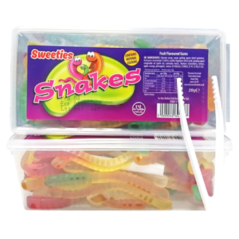 Sweeties Jelly Snakes Tub Halal Fruit Flavoured Gums 200g 