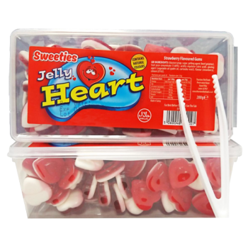 Sweeties Jelly Hearts Tub Halal Strawberry Flavoured Gums 200g 