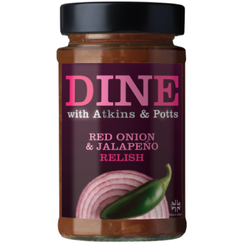 Dine with Atkins & Potts Red Onion & Jalapeño Relish 250g