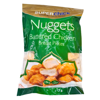 Superchick Nuggets Battered Chicken Breast Pieces Halal 1kg 