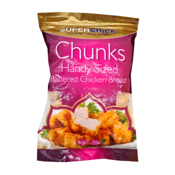 Superchick Chicken Chunks Battered Chicken Breast Halal 1kg 