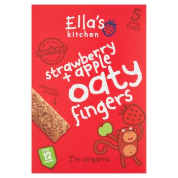 Ella's Kitchen Organic Strawberry and Apple Oaty Fingers Bars Multipack Snack 12+ Months 5 x 25g