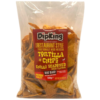 DipKing Chilli Seasoned Tortilla Chips Mild 500g 