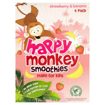 Happy Monkey Strawberry & Banana Smoothies 4 x 180ml