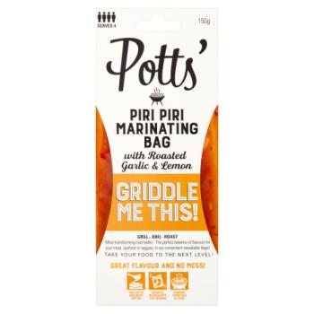 Potts' Piri Piri Marinating Bag with Roasted Garlic & Lemon 150g