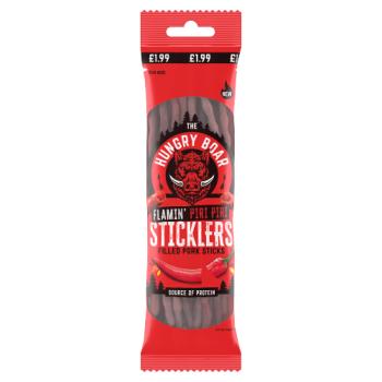 The Hungry Boar Flamin' Piri Piri Sticklers Filled Pork Sticks 50g