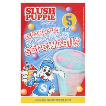 SLUSH PUPPIE The Original Strawberry and Blue Raspberry Screwballs  5 x 40g (200g)