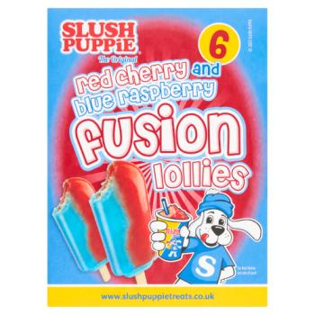 Slush Puppie The Original Red Cherry and Blue Raspberry Fusion Lollies 6 x 50g (300g)