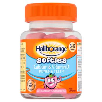 Haliborange Softies Calcium & Vitamin D Bones & Teeth 3-12 Years 30 Strawberry Flavour Softies