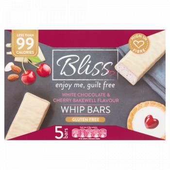 Bliss White Chocolate & Cherry Bakewell Flavour Whip Bars 5 x 25g (125g)