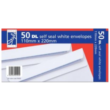 Office Style 50 DL Self Seal White Envelopes 