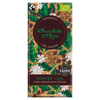 Chocolate and Love Organic Fairtrade - 55% Dark Chocolate with Coffee - 80g