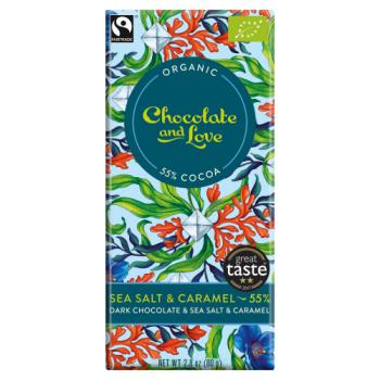 Chocolate and Love Organic Fairtrade - Sea Salt 55% Dark Chocolate with Sea Salt & Caramel - 80g
