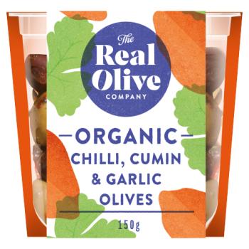 The Real Olive Company Organic Chilli, Cumin & Garlic Olives 150g