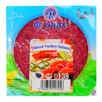 Aynoor Sliced Turkey Salami with Beef Halal 200g PM £1.39 