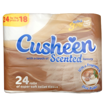 Cusheen Super Soft Quilted Shea Butter Toilet Tissue 3 Ply 24pk 