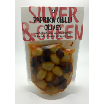 Silver & Green Paprika Chilli Olives Pouch 