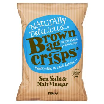 Brown Bag Crisps Sea Salt & Malt Vinegar Proper British Potato Crisps 150g