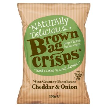 Brown Bag Crisps West Country Farmhouse Cheddar & Onion Proper British Potato Crisps 150g