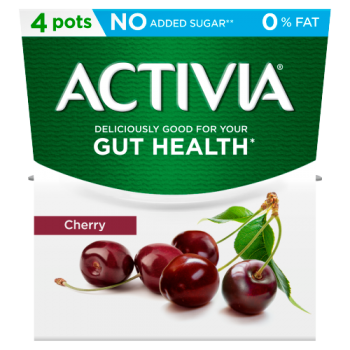Activia Cherry No Added Sugar 0% Fat Yogurt 4 x 120g (480g)