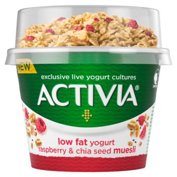 Activia Low Fat Yogurt Raspberry & Chia Seed Muesli 165g