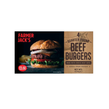 Farmer Jacks 4 Quarter Pound Beef Burgers 454g PM £3.50 