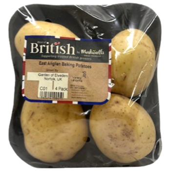 Best of British by Mudwalls East Anglian Baking Potatoes 4pk 