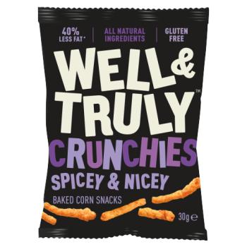 WELL & TRULY Crunchies Spicey & Nicey Baked Corn Snacks 30g