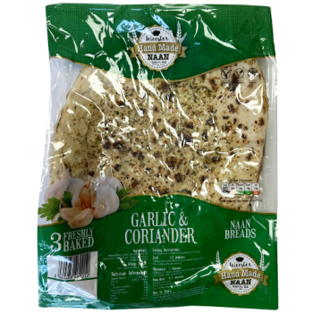 Leicester Bakery Hand Made Garlic & Coriander Naan Breads 3pk 