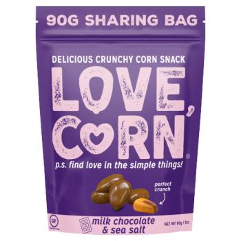 Love Corn Milk Chocolate & Sea Salt Chocolate Crunchy Corn 90g