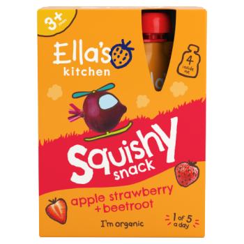 Ella's Kitchen Squishy Snack Apple Strawberry + Beetroot 3+ Years 4 x 100g