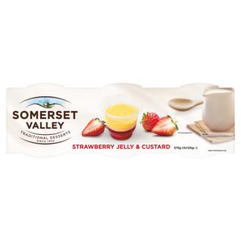 Somerset Valley Strawberry Jelly & Custard 3 x 125g (375g)
