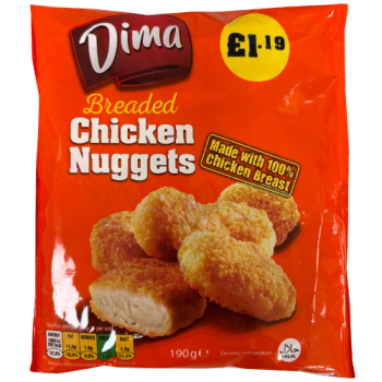Dima Breaded Chicken Nuggets Halal 190g PM £1.19 