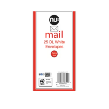 NU DL White  Envelopes 25pk 