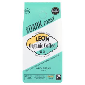 LEON Fairtrade Organic Coffee Original Dark Roast Whole Bean 200g