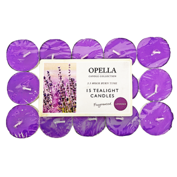 Opella Tealight Candles Lavender 15pk 