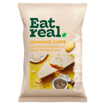 Eat Real Rich Italian Cheese and Black Pepper Flavour Hummus Chips 110g