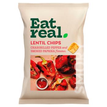 Eat Real Chargrilled Pepper and Smoked Paprika Flavour Lentil Chips 95g