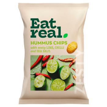 Eat Real Hummus Chips with Zesty Lime, Chilli and Sea Salt 110g