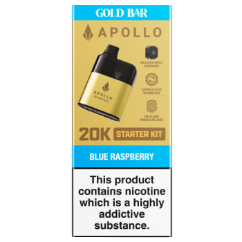 Gold Bar Apollo 20K Starter Kit Blue Raspberry 