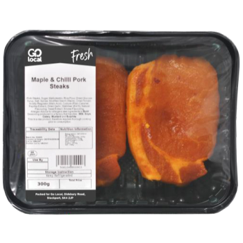 Go Local Maple & Chilli Pork Steaks 300g PM £3.99 