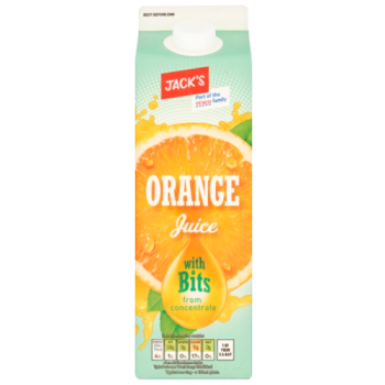 Jack's Orange Juice with Bits from Concentrate 1 Litre