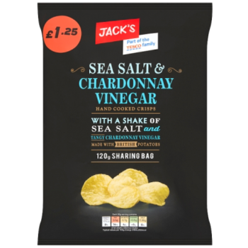 Jack's Sea Salt & Chardonnay Vinegar Hand Cooked Crisps 120g