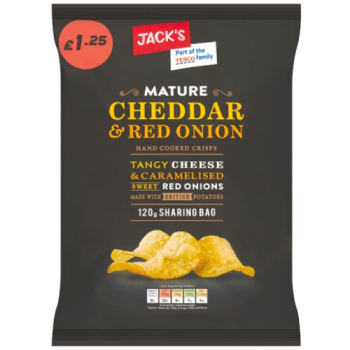 Jack's Mature Cheddar & Red Onion Hand Cooked Crisps 120g