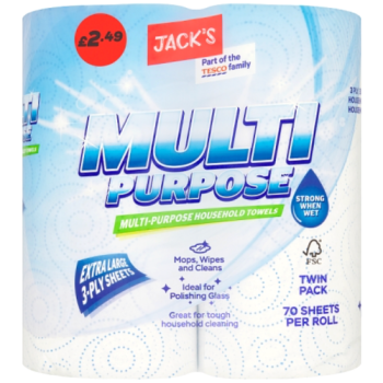 Jack's Multi-Purpose Household Towels 70 Sheets Per Roll Twin Pack