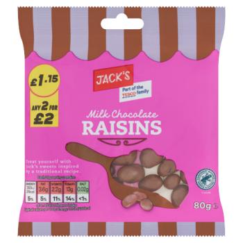 Jack's Milk Chocolate Raisins 80g