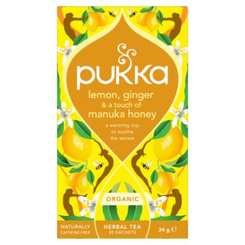 Pukka 20 Organic Lemon, Ginger & a Touch of Manuka Honey Herbal Tea Sachets 34g