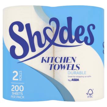 Shades by ASDA 2 Durable Kitchen Towels Rolls