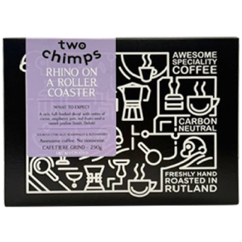Two Chimps Rhino On A Roller Coaster Decaffeinated Cafetiere Grind 250g 