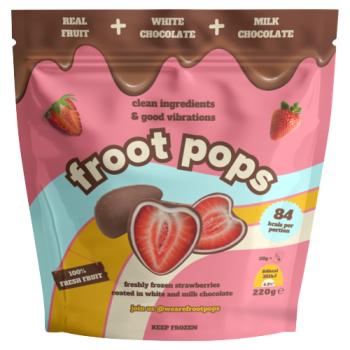 Froot Pops Freshly Frozen Strawberries Coated in White and Milk Chocolate 220g